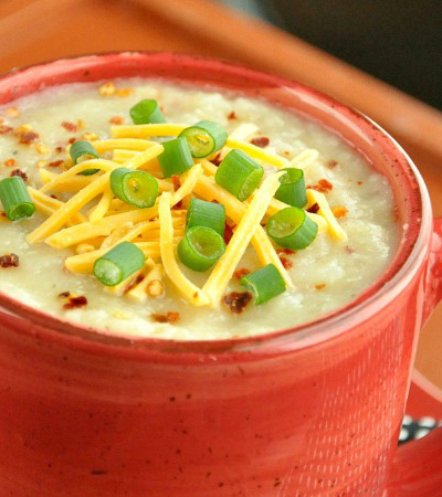 Healthy Veggie Loaded Baked Potato Soup... in the Crock-pot!
