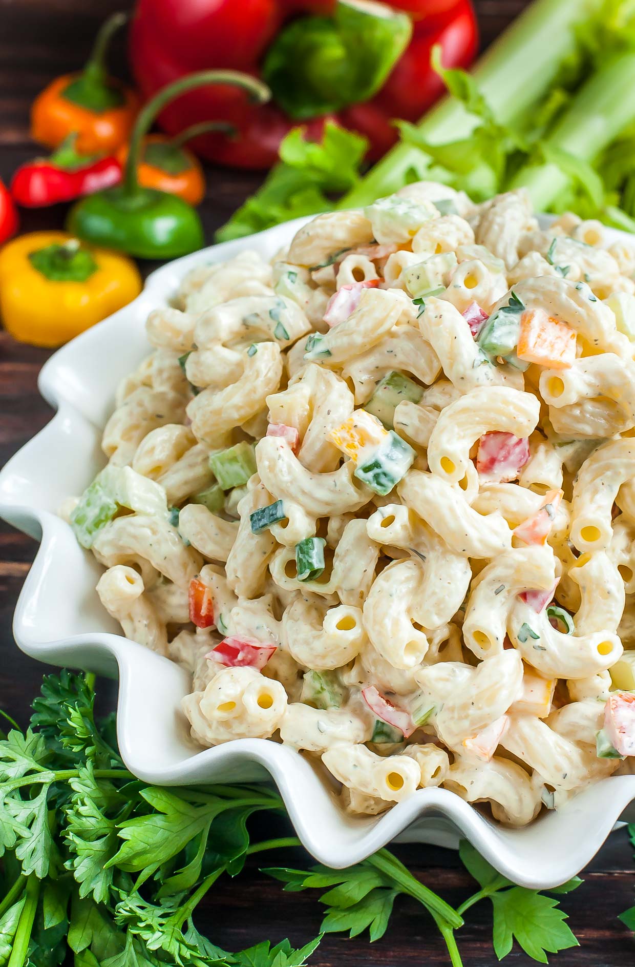 This quick and easy homestyle macaroni salad is the perfect side dish for your Spring picnics and Summer barbecues!