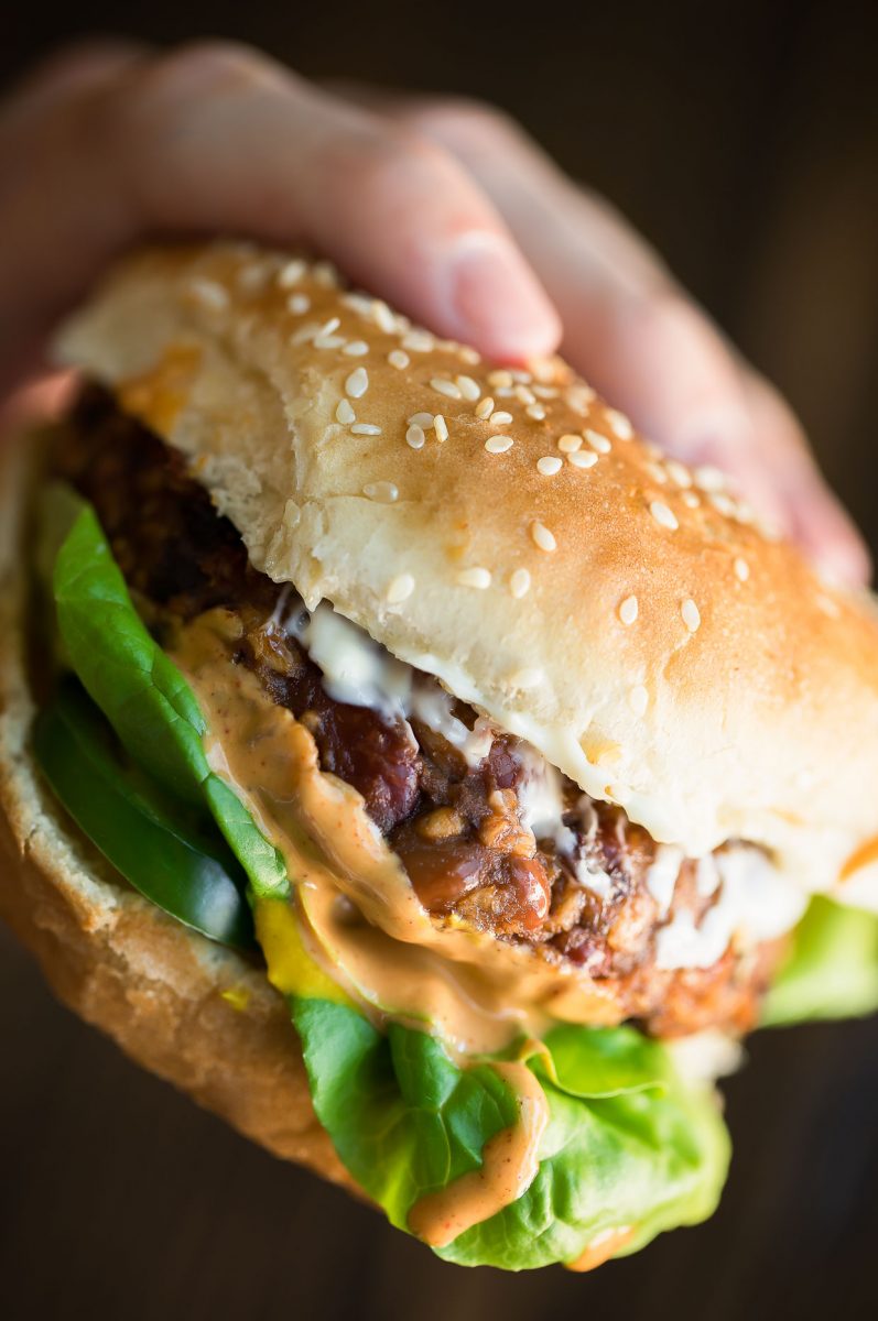 15 Recipes for Leftover Chipotle Peppers - Vegetarian Chili Burger with Chipotle Aioli