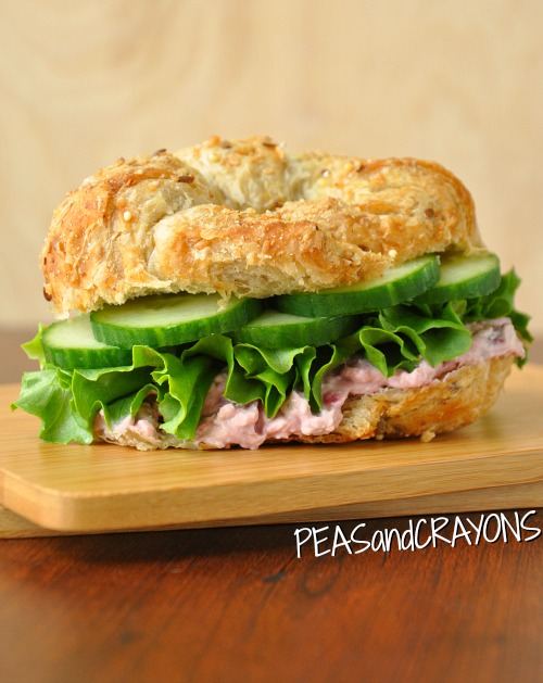 Cranberry Croissant Sandwich with Cream  Cheese Spread and Cucumber