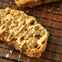 Browned Butter Banana Bread with Honey and Peanut Butter Drizzle
