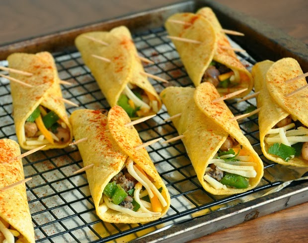 easy baked flautas corn tortilla and filling with toothpicks