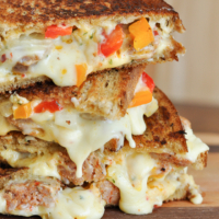 Sausage, Pepper, and Onion Chipotle Grilled Cheese