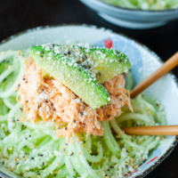 This Spicy Sriracha Crab and Cucumber Salad is refreshing and flavorful! This Japanese-inspired salad is my absolute favorite sushi restaurant appetizer. Make your own at home with the recipe for this quick and easy recipe!