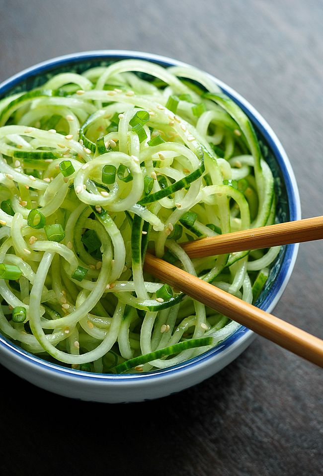 Spiral Cucumber Noodles with Sweet and Sour Dressing // healthy and refreshing!