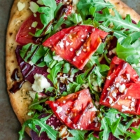 We're totally loving this Balsamic Veggie Flatbread Pizza!