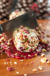 Cranberry Goat Cheese Log with Walnuts, Pecans, and Parsley