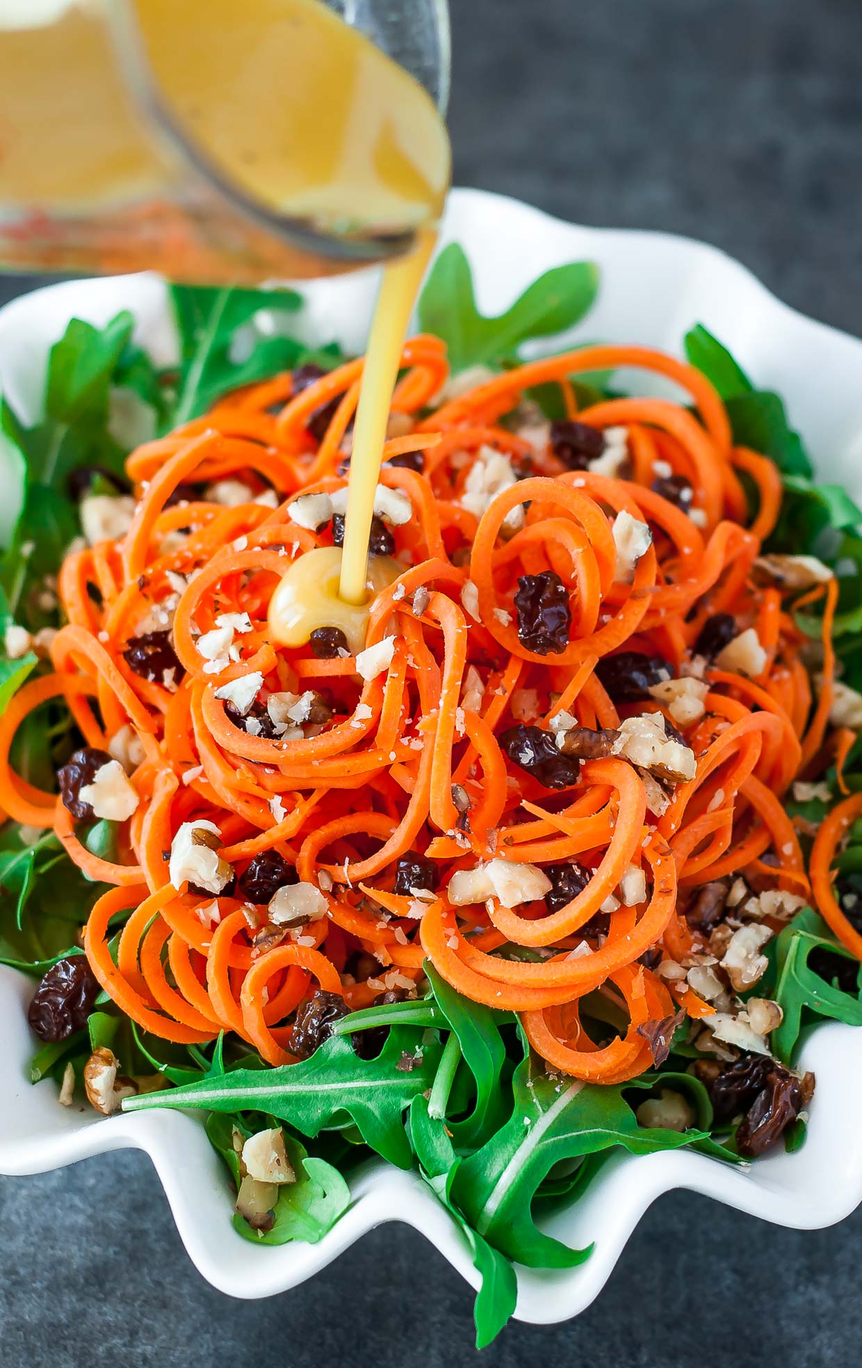 Healthy Carrot Salad - Spiralized or Shredded! - Peas and Crayons