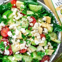 Chopped Greek Kale Salad with a healthy homemade Greek dressing you'll want to put on everything!