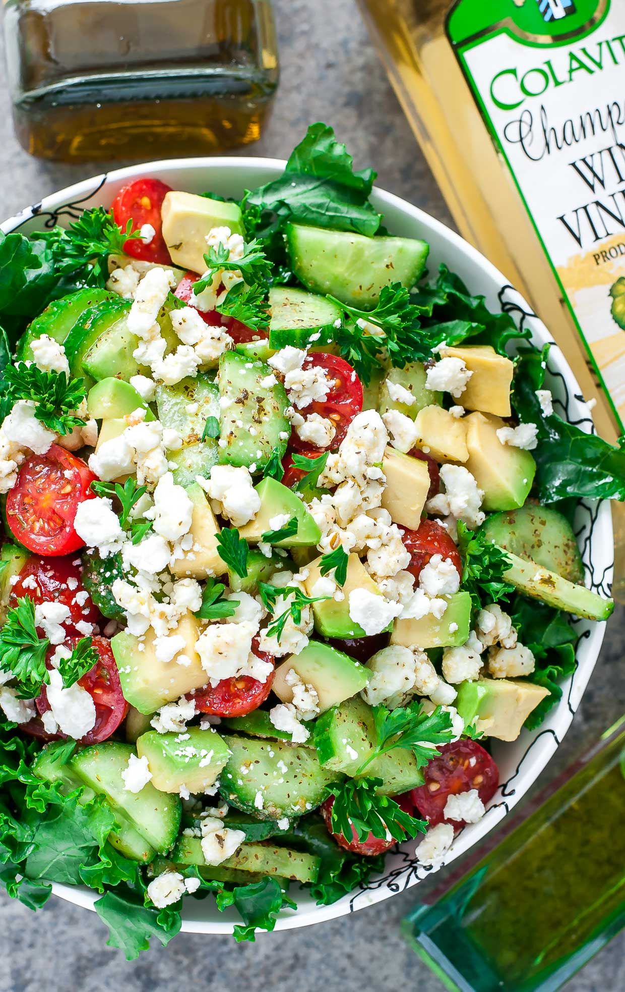 Chopped Greek Kale Salad with a healthy homemade Greek dressing you'll want to put on everything!