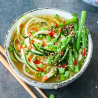 From stove top to table top in under 10 minutes, you'll love this speedy One-Pot Spiralized Zucchini Noodle Miso Soup!