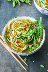 From stove top to table top in under 10 minutes, you'll love this speedy One-Pot Spiralized Zucchini Noodle Miso Soup!