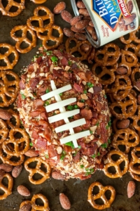 This super easy Bacon Cheddar Football Cheese Ball will be a total touchdown at your next party!
