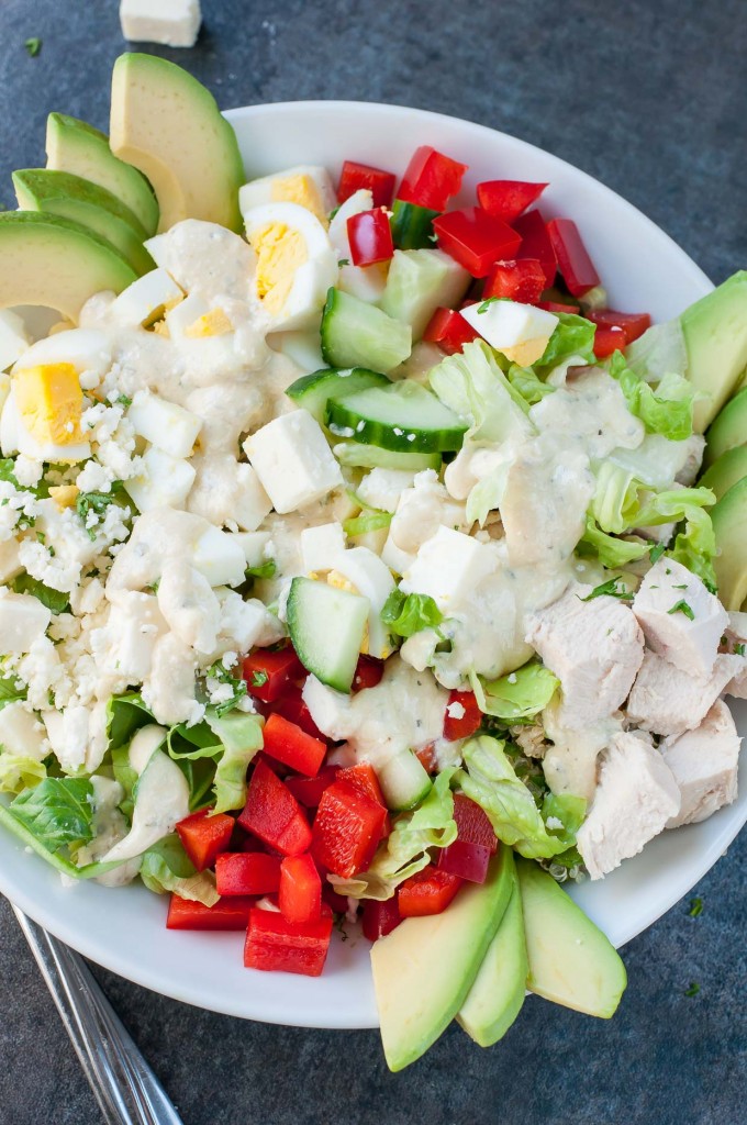 Greek Cobb Salad + Homemade Greek Dressing 2 Ways! Peas and Crayons