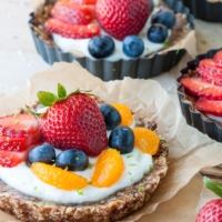 Healthy No-Bake Coconut Lime Fruit + Yogurt Tarts
