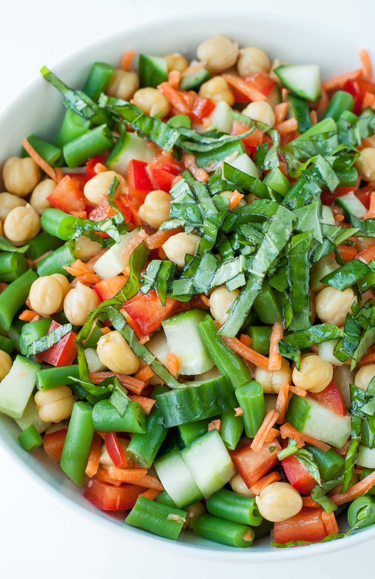 Healthy Chickpea Salad With Basil Vinaigrette Dressing Peas And Crayons