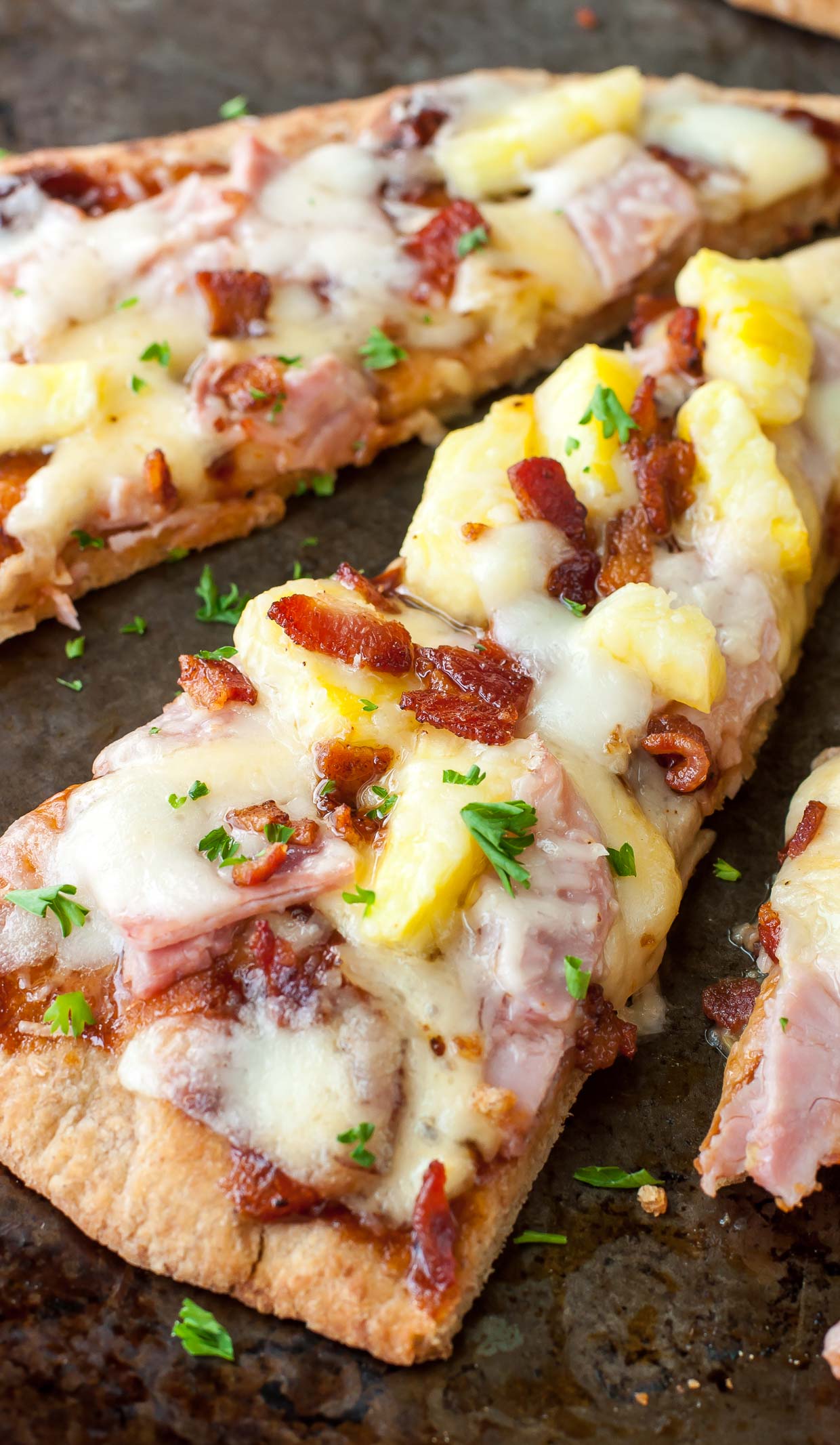 The easiest way to make pizza for 1-2 people? Flatbreads! These BBQ Hawaiian Flatbread Pizzas are quick, easy, and totally delicious!