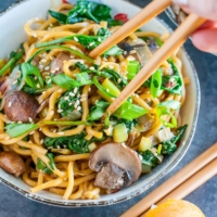 Spinach Mushroom Leek Long Life Noodles