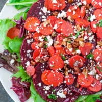This healthy Carrot Beet Pecan Salad has quickly become one of our cold weather favorites!