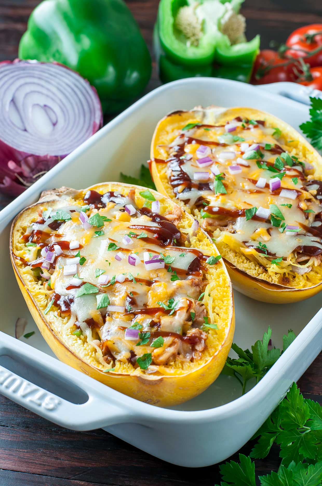 Grab that lone spaghetti squash sitting on your counter and break out the barbecue sauce! These BBQ Chicken Spaghetti Squash make low-carb eating fun and delicious!