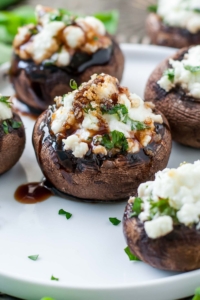 Easy Goat Cheese Stuffed Mushrooms make a tasty party appetizer!