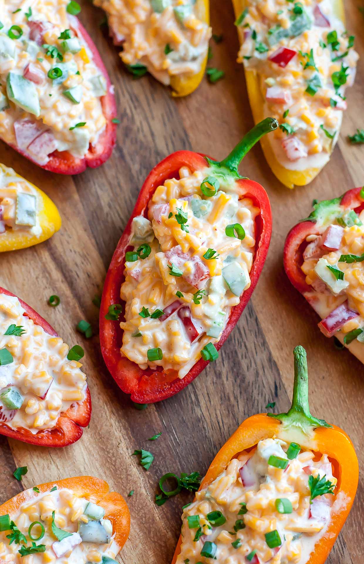 Sweet mini peppers and pimento cheese are a match made in snacking heaven! Serve these Pimento Cheese Stuffed Peppers at your next party or picnic and watch them disappear!