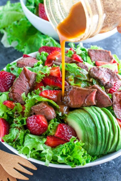 Strawberry Steak Salad with Homemade Balsamic Dressing