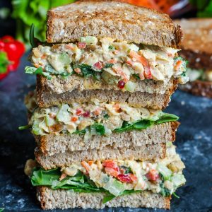 Healthy Vegetarian Garden Veggie Chickpea Salad Sandwiches