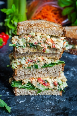 Healthy Vegetarian Garden Veggie Chickpea Salad Sandwiches
