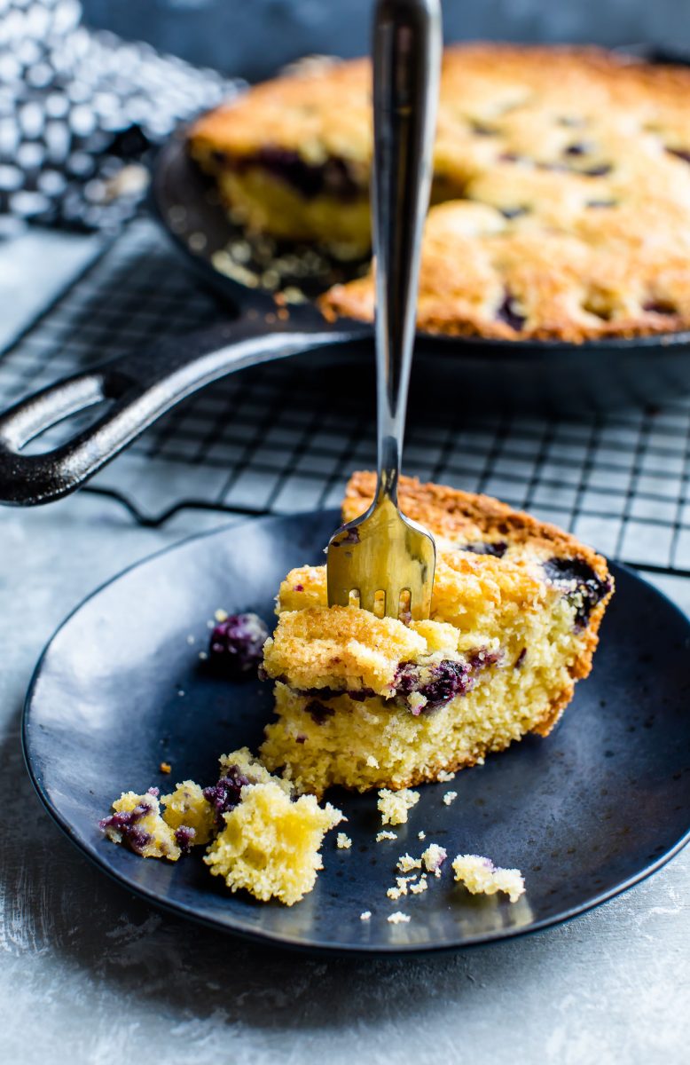 Sweet and Savory Blueberry Recipes - Sweet Blueberry Cornbread Skillet with Whipped Cinnamon Honey Butter
