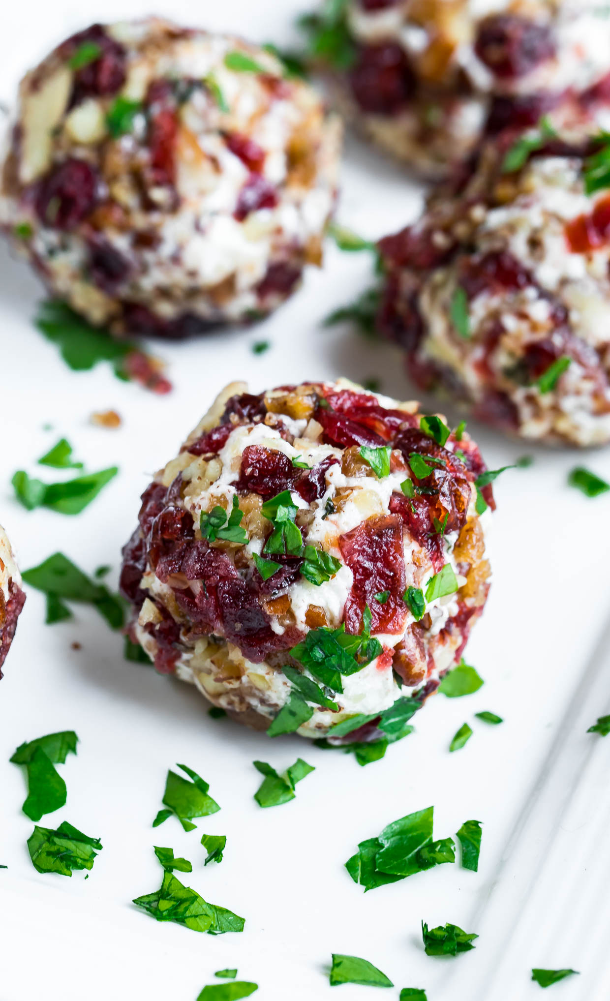 Mini Candied Pecan Cranberry Goat Cheese Balls