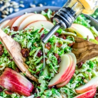 Apple Cranberry Brussels Sprout Salad with Maple Citrus Dressing