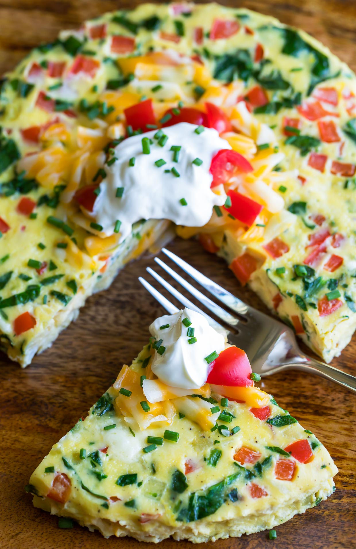 Instant Pot Frittata Breakfast Casserole on plate with fork