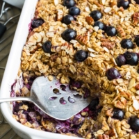 Blueberry Baked Oatmeal Action Shot