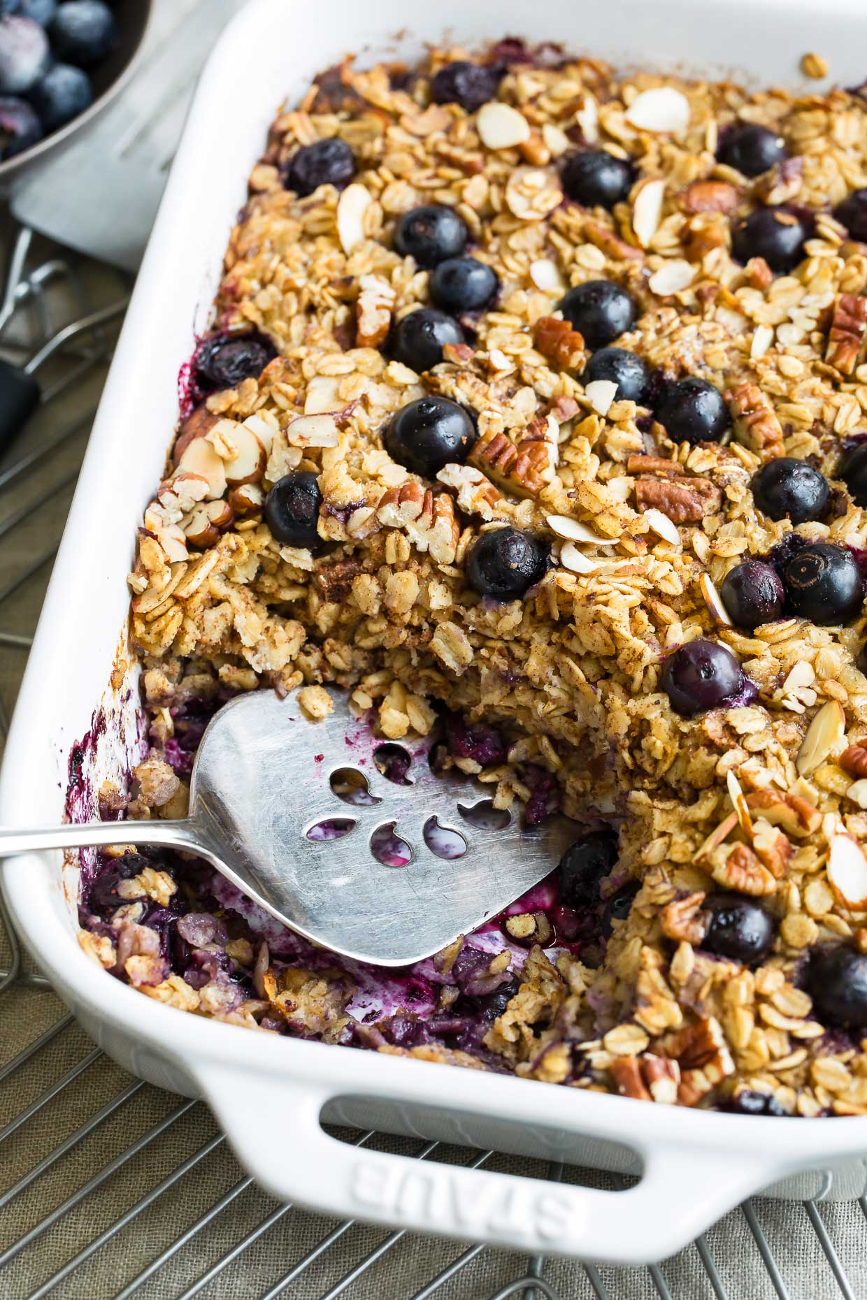 Blueberry Baked Oatmeal Action Shot