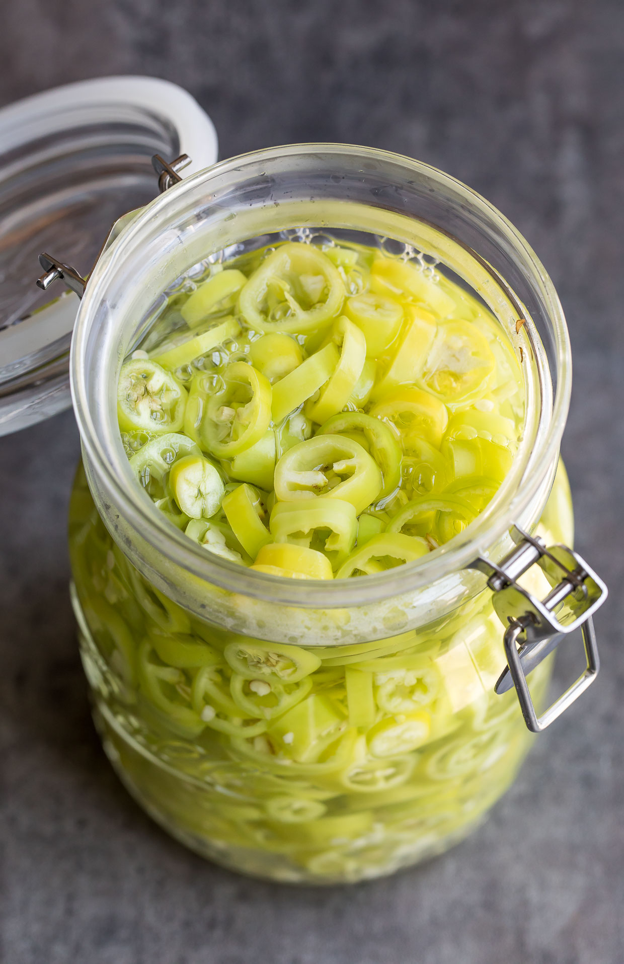 Quick Pickled Banana Peppers in a Mason Jar