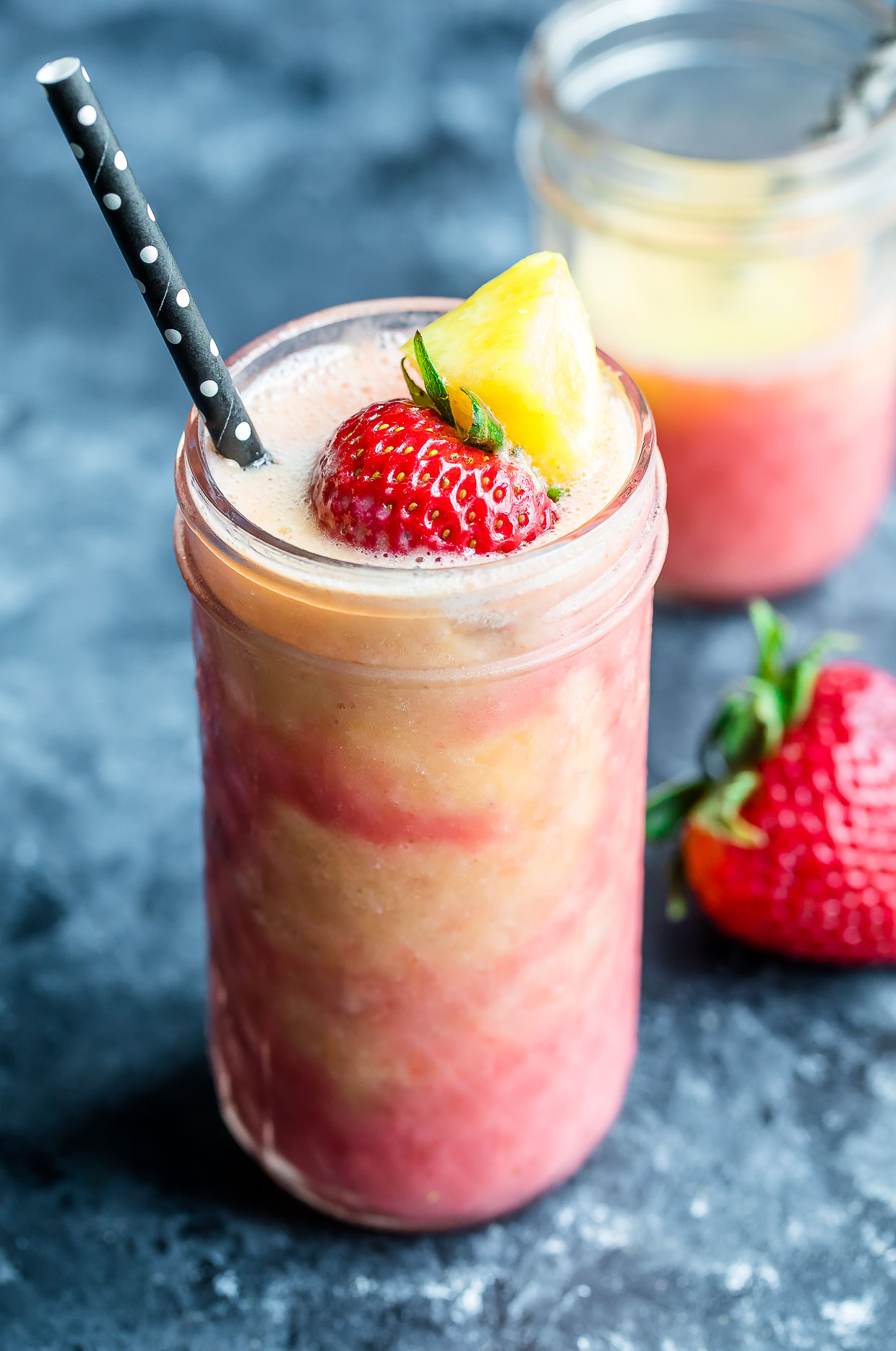 Tropical Pineapple Strawberry Swirl Smoothie Recipe