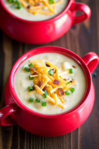 Creamy Potato Soup with Bacon and Cheddar