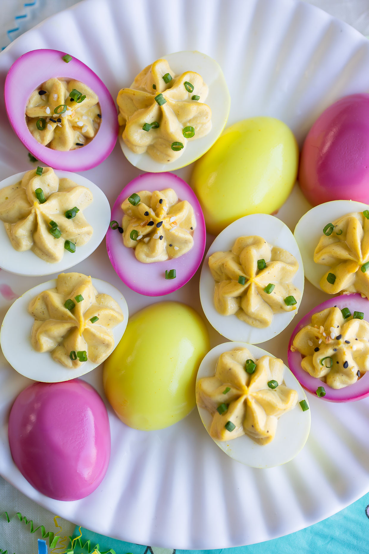 Naturally Dyed Instant Pot Deviled Eggs