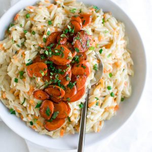 Carrot Orzo with Caramelized Carrot Topping