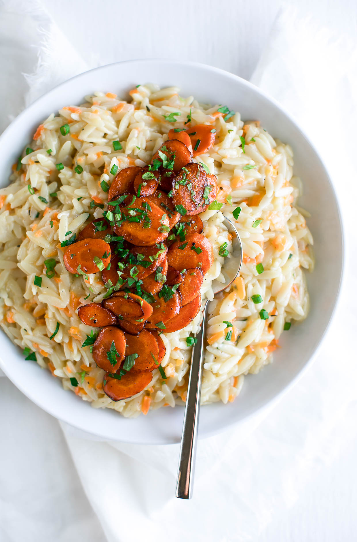 Carrot Orzo with Caramelized Carrot Topping