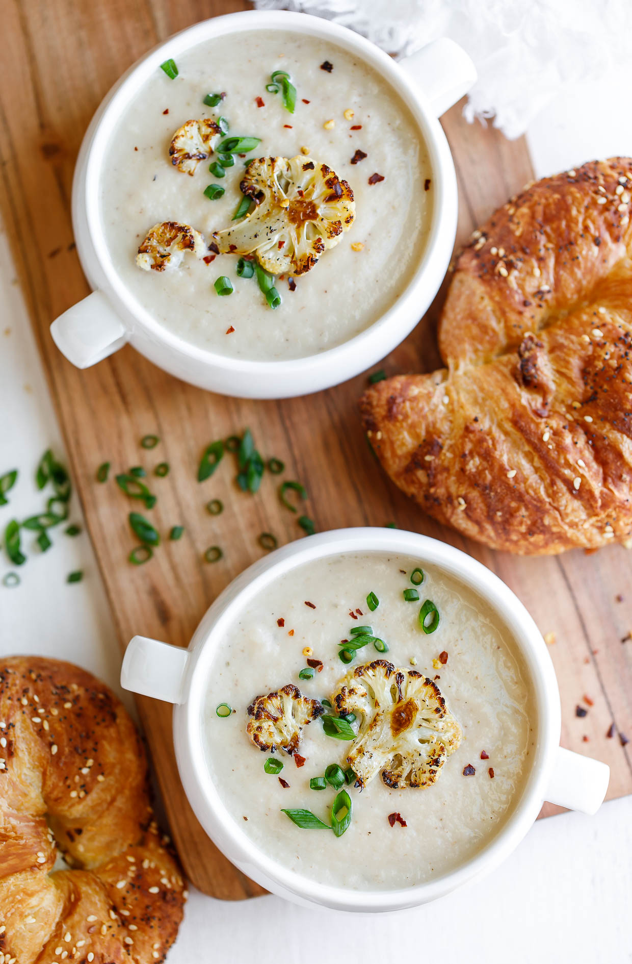 Creamy Roasted Cauliflower Soup - Peas and Crayons