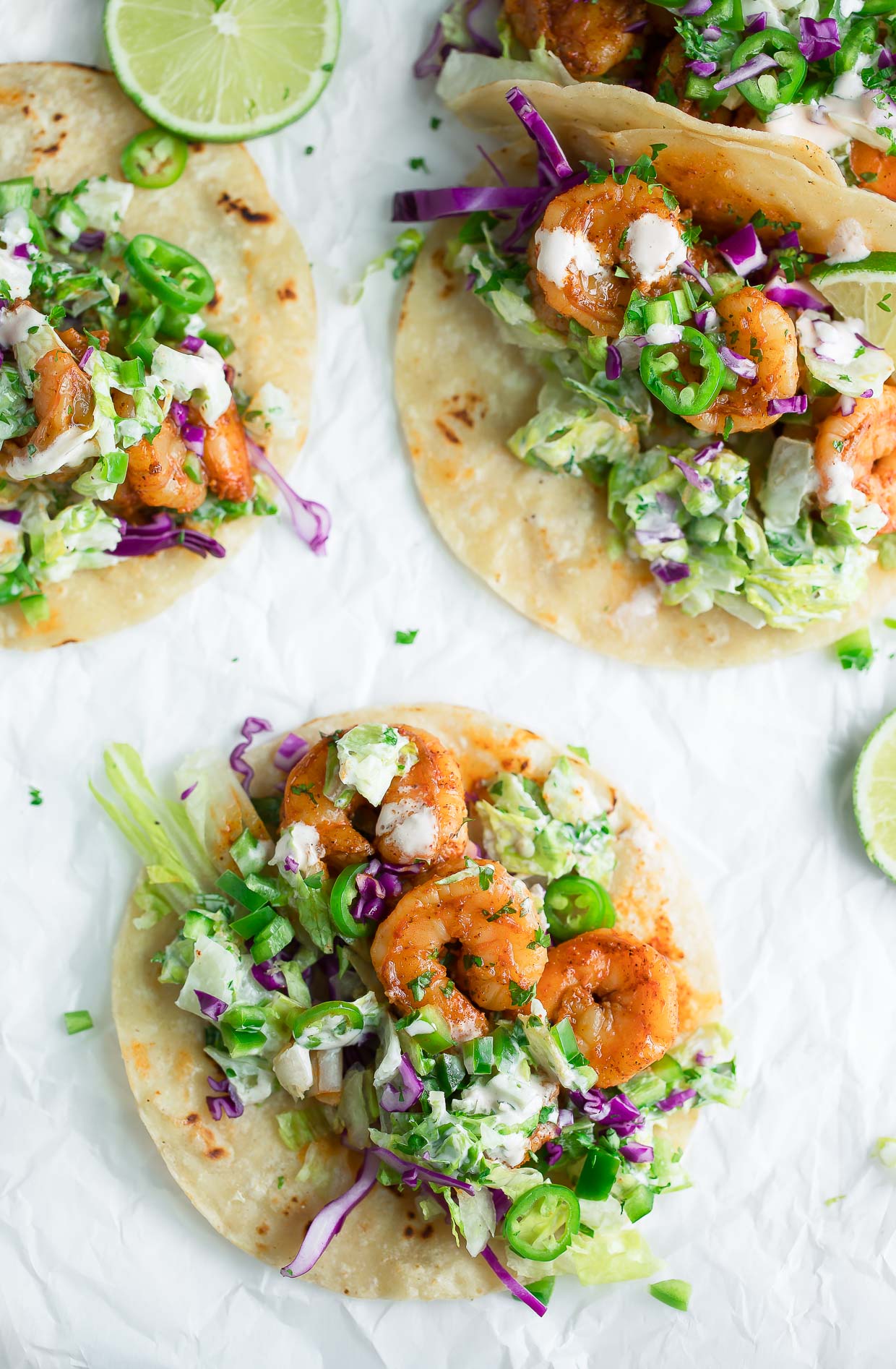 Cilantro Lime Shrimp Tacos With Cool Ranch Slaw Peas And Crayons
