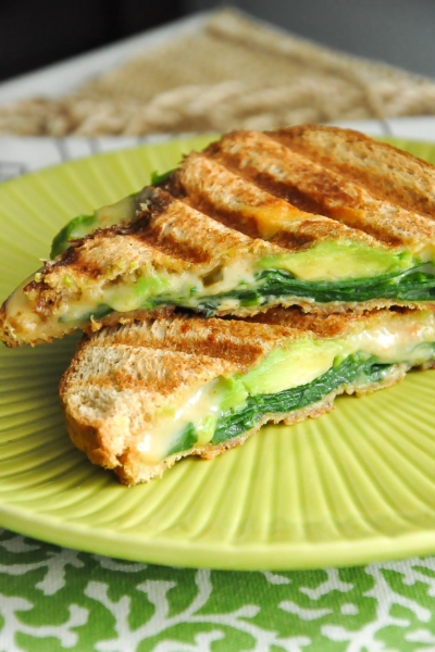 Spinach and Avocado Grilled Cheese Sandwich