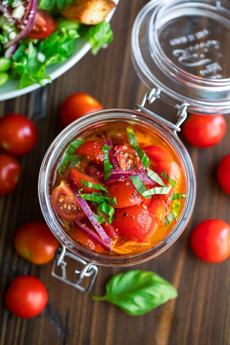 Easy Marinated Tomatoes with Cherry Tomatoes, Basil, and Onion