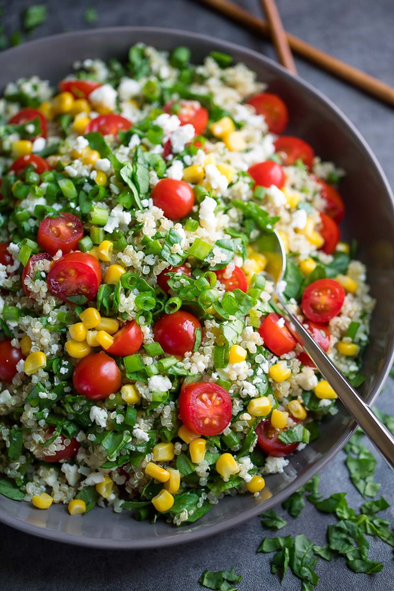 Quinoa Spinach Salad with Tomatoes and Feta