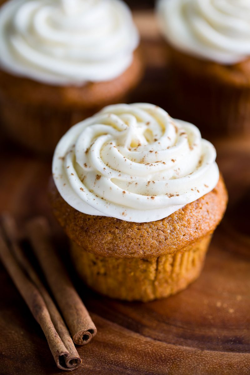 Small Batch Pumpkin Cupcakes with Cream Cheese Frosting