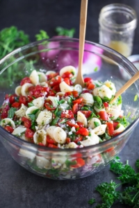Spinach Pasta Salad with Feta and Tomato