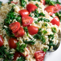 Lemon Orzo with Parmesan, Kale, and Cherry Tomatoes