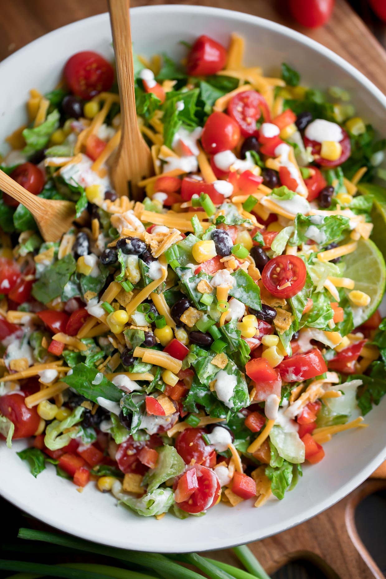 Black Bean Taco Salad With Creamy Salsa Dressing Peas And Crayons